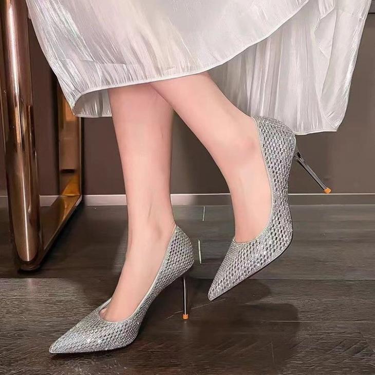 Heels | Womens Tabi Rhinestone Pump Heels Grey