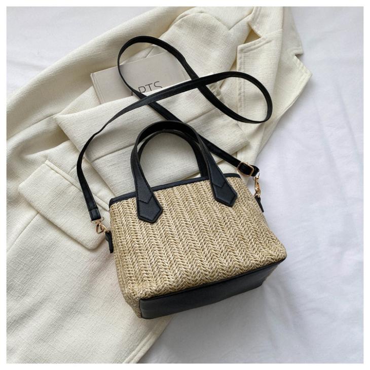 Top Handle | Womens Straw Bag Bags Grey