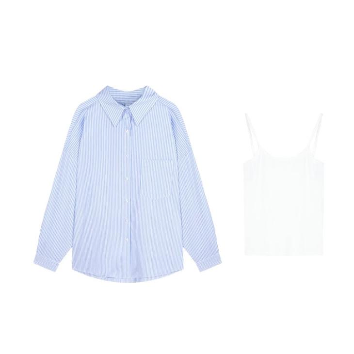 Tops & Bodysuits | Womens Cotton Poplin Pinstripe Shirt Clothing Tops & Bodysuits